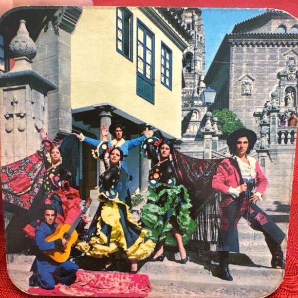 VTG Set Of 6 Square Coasters Spain Flamenco Dancing Photos Souvenirs Gypsy - Picture 9 of 11